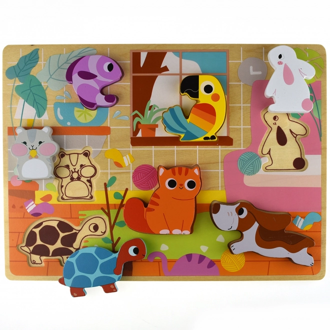 Tooky Toy drewniane puzzle Montessori zwierzątka do domu