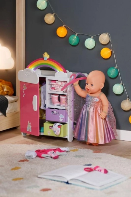 Tęczowa szafa na ubranka dla lalek BABY born