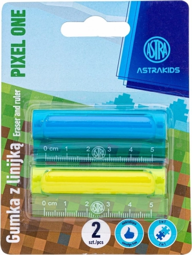 ASTRA linijka z gumką 2w1 Pixel One 5 cm (2 szt.)