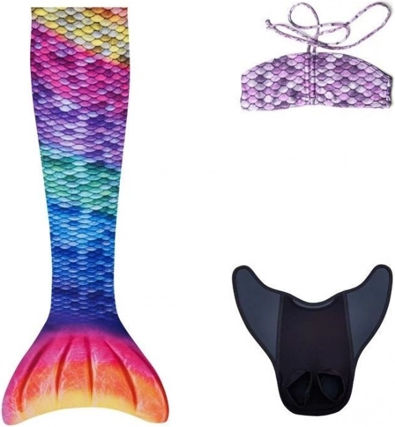 Tęczowy morski ogon z monopłetwą AQUARIS + dziecięce bikini