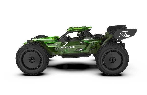 Samochód RC buggy plastik 22cm zestaw 24MHz na baterie zielone w pudełku 34x25x7cm