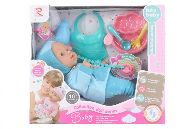 Mówiąca lalka dla dzieci Tutu Baby z akcesoriami