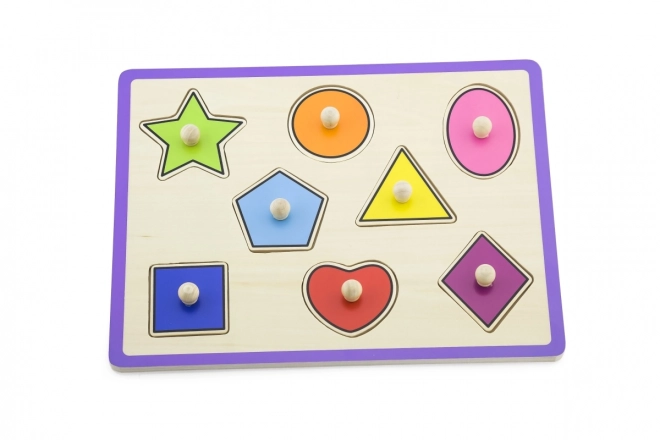 Viga Drewniane Puzzle Kształty z Kołeczkami