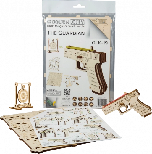 Drewniane puzzle 3D pistolet WOODEN CITY Guardian GLK-19