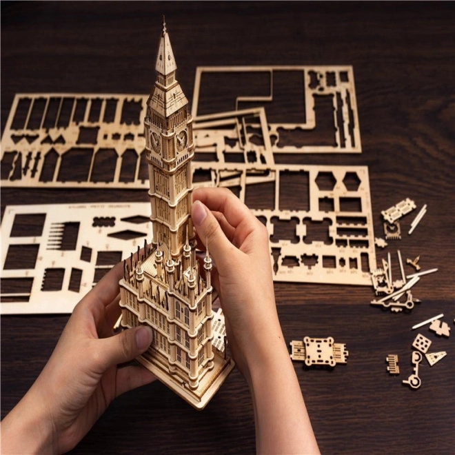RoboCzas drewniane 3D puzzle wieża zegarowa Big Ben świecąca