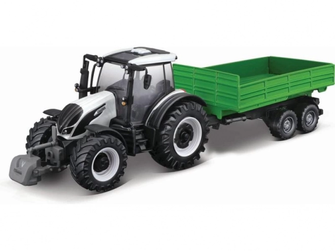 Bburago Farma 10cm Traktor z Przyczepą - Valtra N174 - Przyczepa Wywrotka