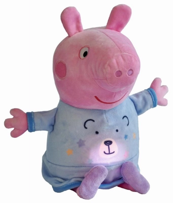 Peppa Pig 2w1 pluszowa przytulanka grająca + światło, niebieska, 25 cm