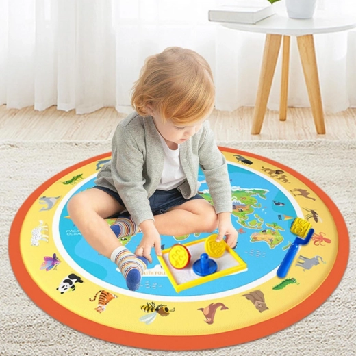 Edukacyjna mapa świata ze zwierzętami