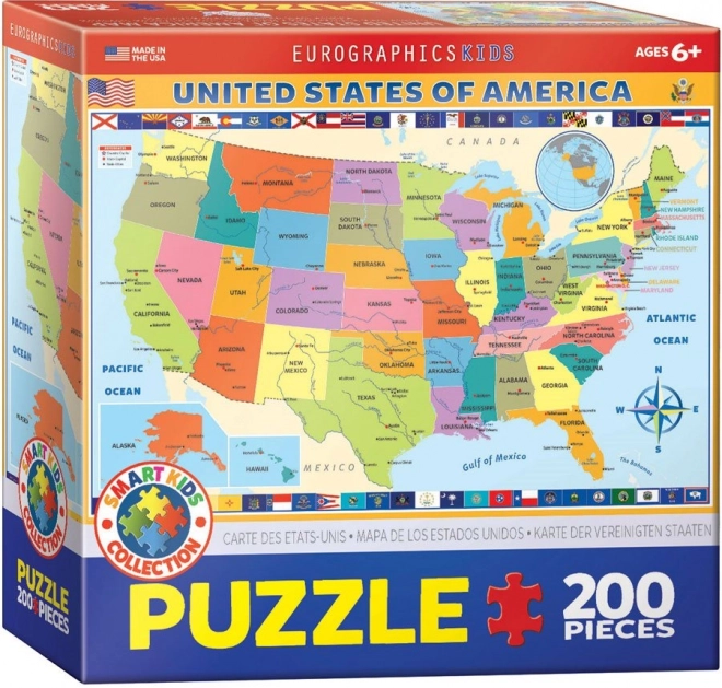 EUROGRAPHICS Puzzle Mapa Stanów Zjednoczonych Ameryki 200 elementów