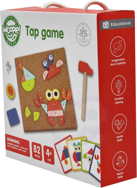 Woopie Green Drewniana zabawka z korka z młotkiem
