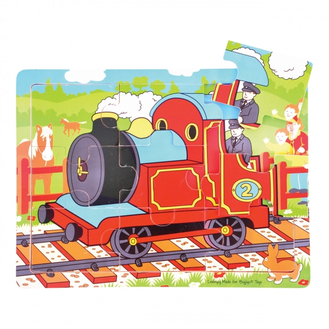 Bigjigs Toys Drewniane puzzle pociąg 9 elementów