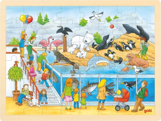 Drewniane puzzle Wizyta w Zoo 48 elementów