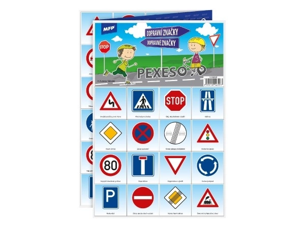 Gra pamięciowa Papierowe Puzzle - Znaki Drogowe 32 par obrazków 21x30cm