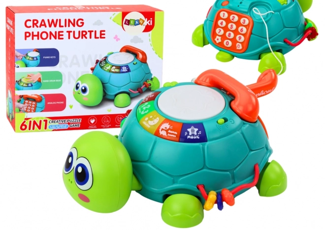 Interaktywny telefon edukacyjny żółw 6w1 Światła Dźwięki Zielony