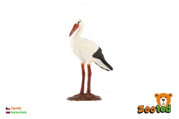 Bocian biały plastik w zootedzie 9cm w woreczku