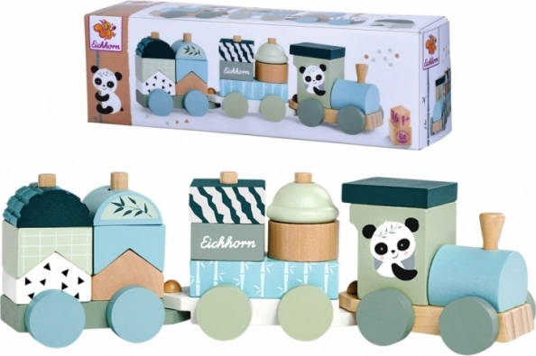 Drewniany pociąg z klockami EICHHORN Panda, 16 elementów