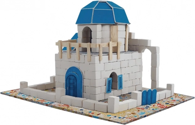 Autentyczna architektura Santorini z prawdziwych cegieł