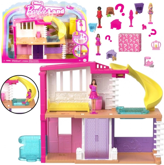Mattel mini BarbieLand domek dla lalek z lalką, zwierzakiem i akcesoriami