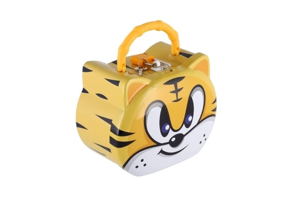 Skarbonka kot/puszka kotek z zamkiem 14x12cm 3 kolory w plastikowym pudełku