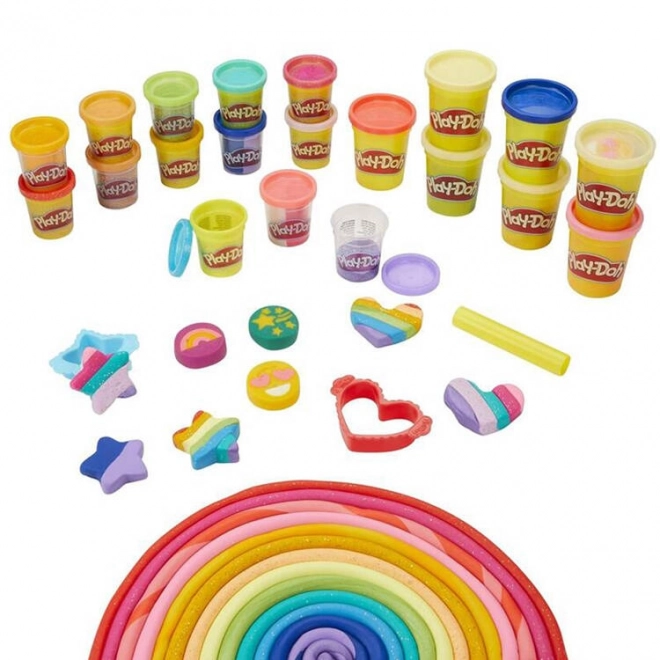 Zestaw Play-Doh z brokatową ciastoliną Hasbro z 21 kolorami i foremkami
