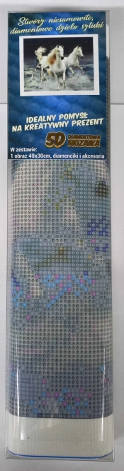 Malowanie diamentowe Galopujące Biały Koń 30x40cm