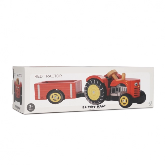 Le Toy Van czerwony traktor i przyczepa