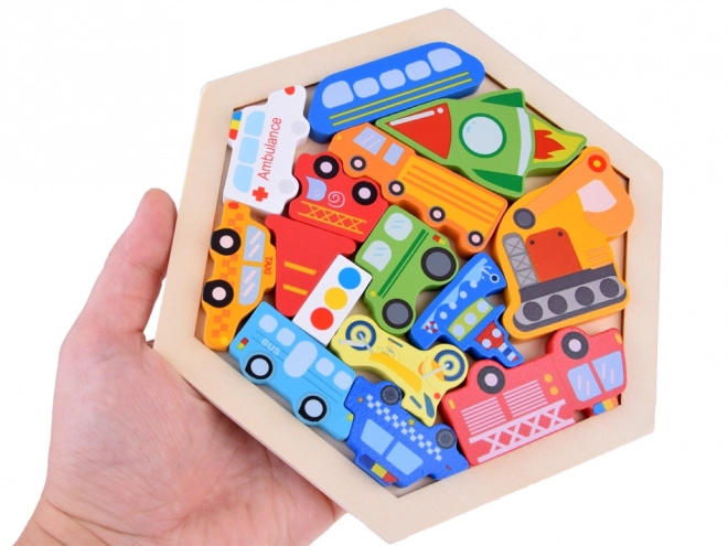 Drewniane puzzle Pojazdy