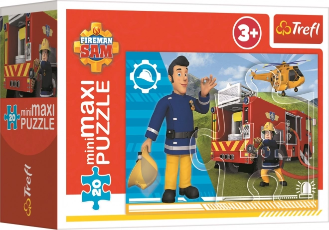 Mini puzzle miniMAXI 20 elementów Dzielny Strażak Sam 4 rodzaje w pudełku 11x8x4cm