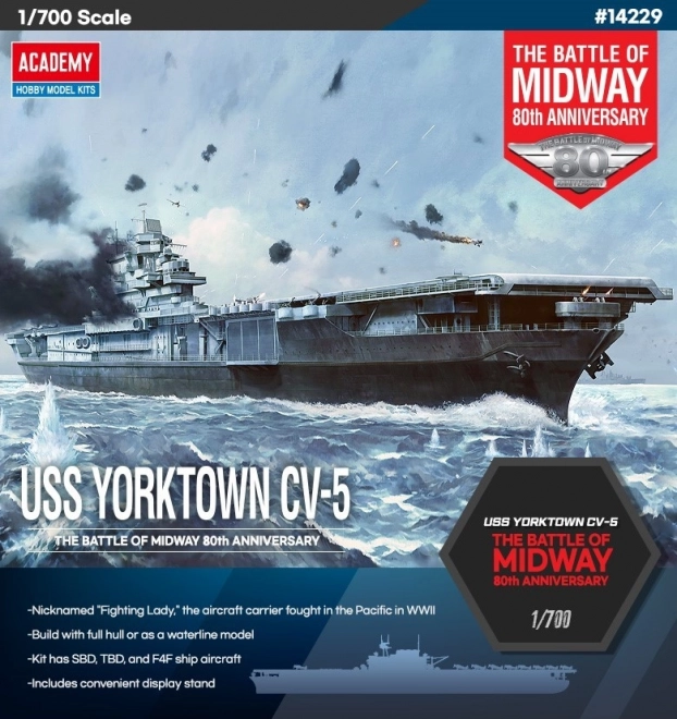 Model lotniskowca Yorktown CV-5 Bitwa o Midway 1/700