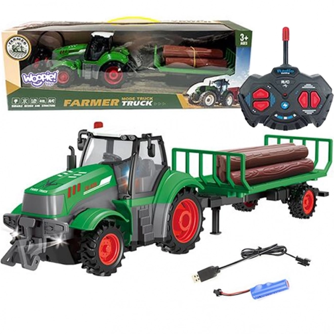 Traktor z przyczepą zdalnie sterowany 1:24