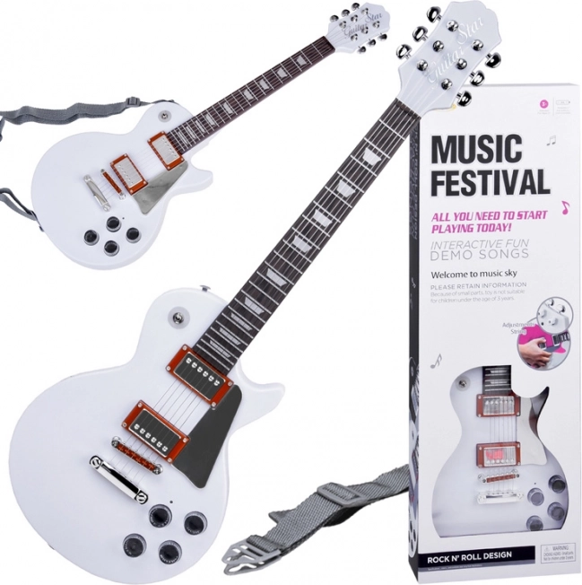 Elektryczna gitara dla dzieci z paskiem – Biały
