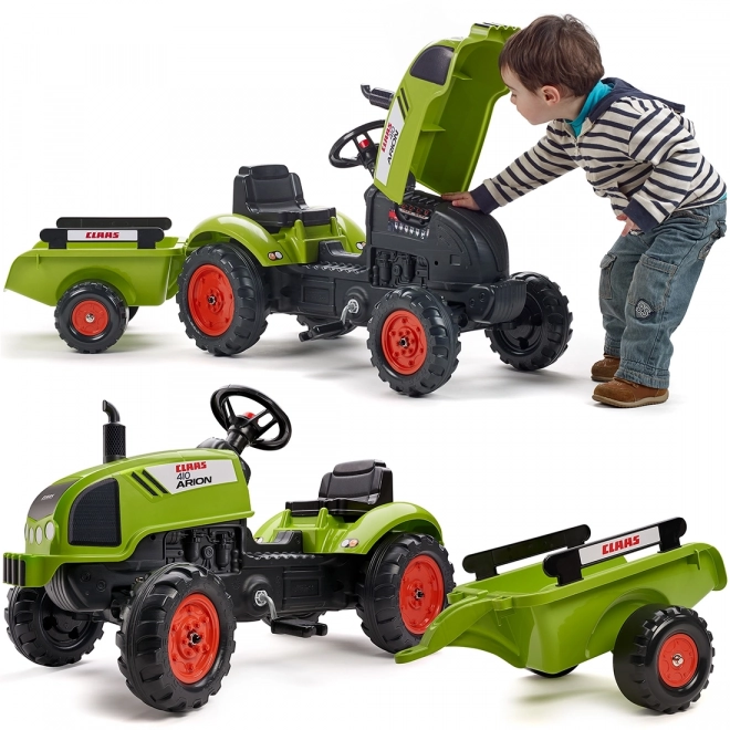 Traktor pedałowy Claas Arion 410 z przyczepką