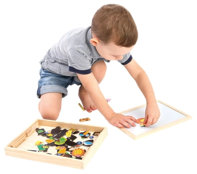 Bino Farma magnetyczna tablica z puzzlami - 102 części