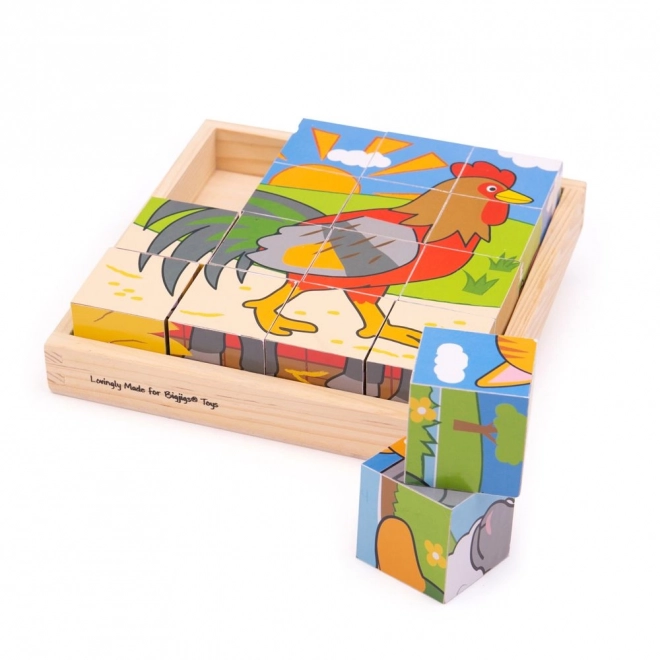 Bigjigs Toys Obrazkowe klocki farma