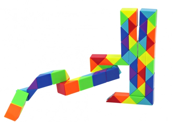 Bloky Puzzle gra Edukacyjny wąż Kolorowy 72 elem.