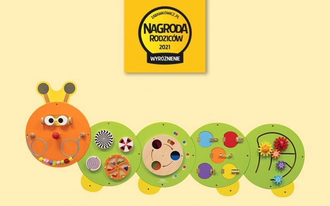 Drewniany montessori panel ścienny - gąsienica