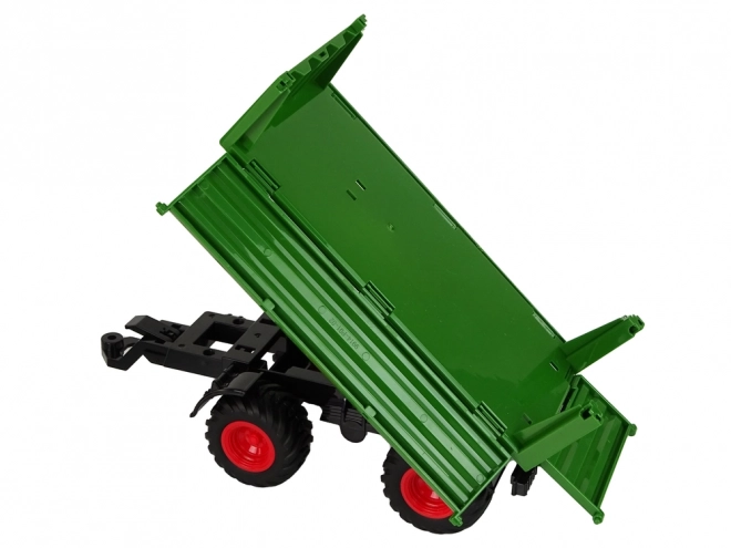 Zdalnie sterowany traktor z przyczepą 1:24 czerwono-zielony