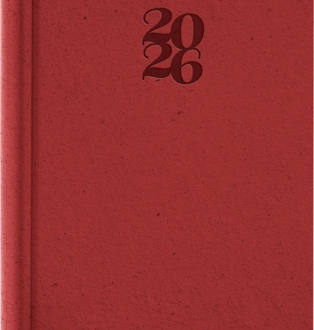 Dzienny kalendarz Essenza 2026, kolor wiśniowy, 15 x 21 cm