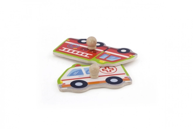 Drewniane puzzle dźwiękowe z motywem środków transportu Viga