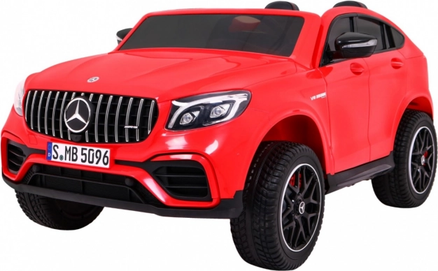 Elektryczny samochodzik Mercedes GLC 63 S dla dzieci, czerwone SUV z napędem 4x4