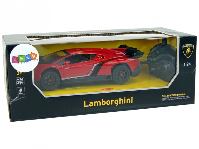 Samochód sportowy R/C 1:24 Lamborghini Veneno Czerwony 2.4 G Światła