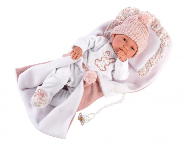 Realistyczna lalka niemowlęca z dźwiękami i miękkim ciałem 44 cm