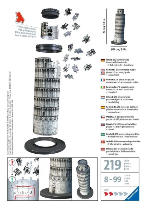 Ravensburger 3D puzzle Krzywa Wieża w Pizie 216 elementów