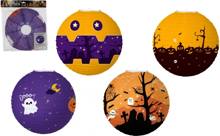 halloweenowy papierowy lampion kula 30 cm