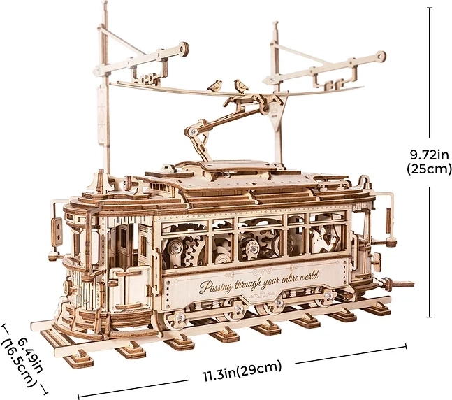 RoboTime 3D drewniane mechaniczne puzzle Tramwaj
