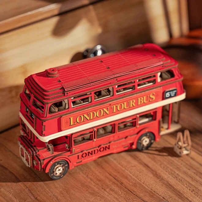 3D drewniana układanka londyński piętrowy autobus