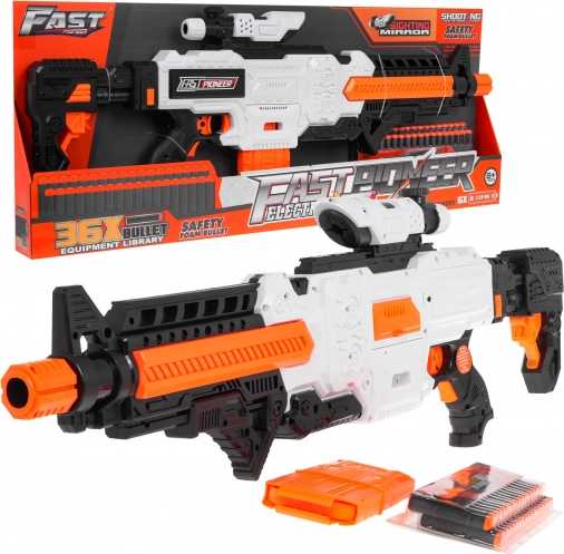 Pian­kowy blaster Fast Pioneer dla dzieci 8+ z celownikiem, magazynkiem i 36 nabojami