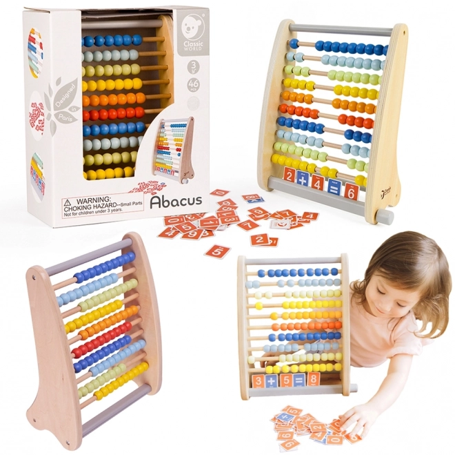 Drewniane liczydło Classic World z zadaniami matematycznymi
