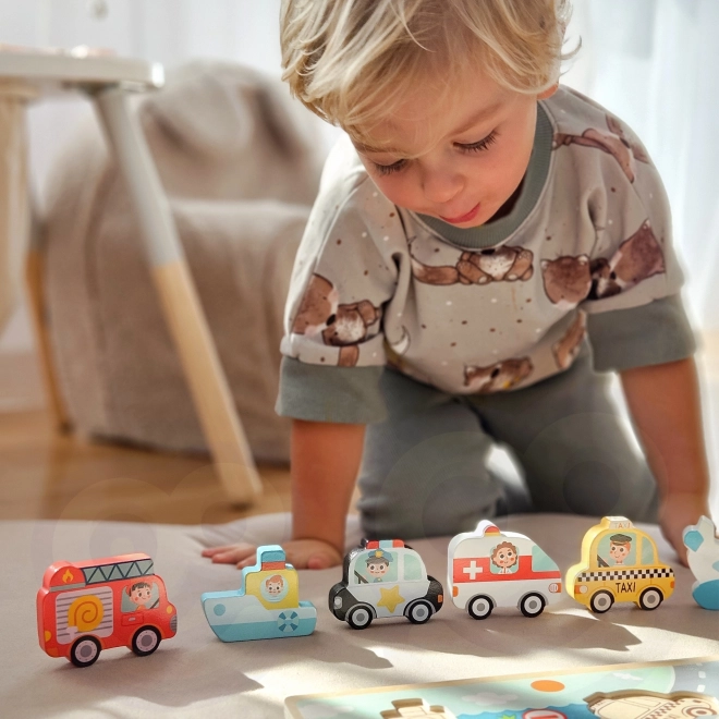 Drewniane puzzle Montessori miasto