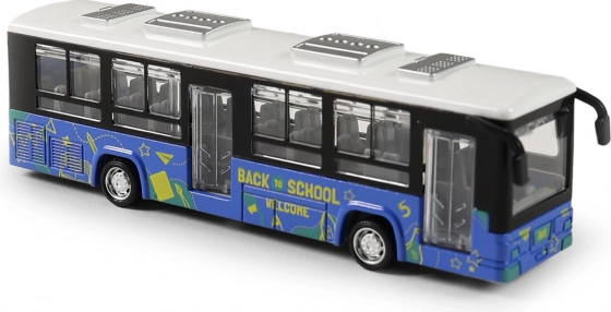 Metalowy autobus z otwieranymi drzwiami
